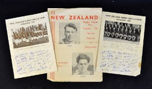 1955 New Zealand rugby league tour to England souvenir tour programme and signed team cards -