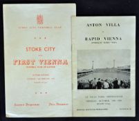 1959 Aston Villa v Rapid Vienna football programme and 1959 Stoke City v First Vienna Football