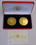 Danbury Mint Manchester United Premiership Gold Medals 2003 to include a pair of plated 22carat gold