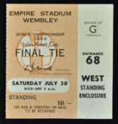 1966 World Cup Final ticket England v West Germany at Wembley 30 July in good condition