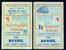 2x 1950 Wales Grand Slam Champions rugby programmes (H) to include vs Scotland and vs Wales played