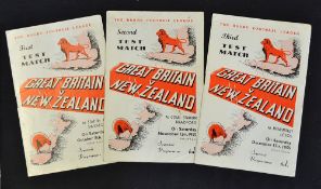 1955/56 Great Britain vs New Zealand rugby league programmes - to incl all 3 test matches played