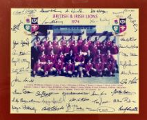 1974 British Lions Official rugby team signed photograph colour print - c/w legend above and below