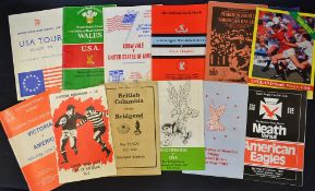 Collection of Wales and Welsh club vs USA rugby programmes from 1987 onwards together with Welsh