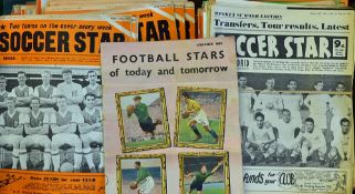 Soccer Star Magazine football selection 1959-1965 plus an enamel pin badge and empty binder in