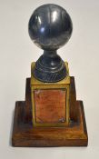 1956 Canadian Tour for Everton Carling Red Cap Award given to J. Tansey, a metal football on a stand