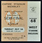 1966 World Cup England v Portugal football match ticket date 26 July for the Semi Final at