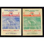 2x 1939 England rugby programmes (H) - to include vs Wales (3-0) (Champions) and vs Ireland (0-5) (