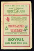 1949 Wales v Ireland (Triple Crown & Champions) rugby programme played at Saint Helen's, Swansea