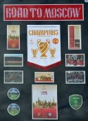 Large Manchester United Moscow 2008 Champions League Final montage consisting of the programme,