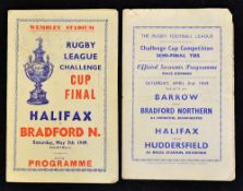 1949 Halifax Rugby League Challenge Cup Final and Semi final programmes to include pirate