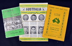 2x Australia rugby league programmes and brochure from the 1950 and 1960's to incl v Yorkshire '52/