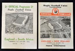 2x 1930's England rugby programmes against tourists (H) vs South Africa '32 (0-7) and vs New Zealand