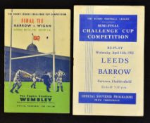 1951 Barrow Rugby League Challenge Cup Final and Semi final replay programmes to incl Final v