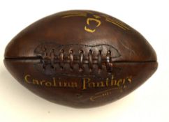 Fine American Carolina Panthers brown leather football - gilt embossed with clubs mascot "Sir