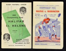 2x early 1950's Northern Rugby League Championship Final programmes to include Halifax vs St