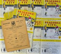 1950s-60s Bradford City football programme selection homes to include 1957/58 Scunthorpe, 1958/59