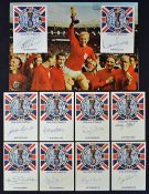 Signed 1966 World Cup winners team hand signed autographs to 'England Winners' Cards including