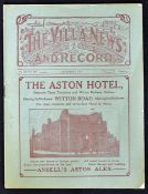 1921/22 Aston Villa v Liverpool Div 1 football programme date 3 December at Villa Park, good with