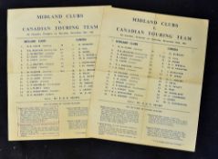 2x 1962 Midlands Clubs v Canada rugby programme - played at Coventry on Sat 10th Nov with Midlands