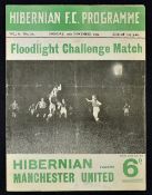 1954/55 Hibernian v Manchester United floodlight challenge match programme dated 15 November 1954.