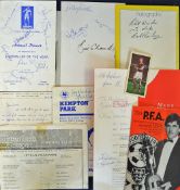Autographed football memorabilia to include 1974 football Writers Association Dinner Menu (signed by