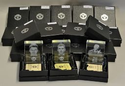 Selection of Manchester United Paperweights all etched with player images to include players such as