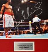 Danny Williams Signed Boxing print colour action shot depicting Tyson on the floor and Williams