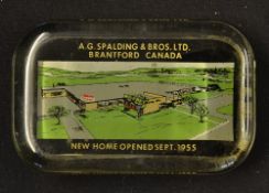 An early A G Spalding & Bros Ltd Brantford Canada heavy glass paper weight - showing the "New