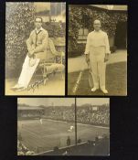 3x 1912 Trim Wimbledon tennis postcards 2 signed to incl both quarter finalists Roper Barrett and