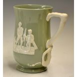 Large Spode Fortuna Golfing tankard with golfers and caddies in relief putting out on the one side