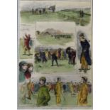 Original hand coloured golfing lithograph titled "Golf - Park and Sayers at Musselburgh" - college