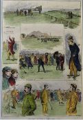 Original hand coloured golfing lithograph titled "Golf - Park and Sayers at Musselburgh" - college