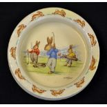 Royal Doulton "Bunnykins" children's golfing bowl - decorated with golfing figures by Barbara Vernon