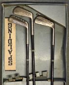 3x Spalding Michael Bingham Patent ridged soled irons fitted with oval coated steel shafts and