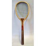 F.J Bancroft Pawtucket Rhode Island USA transitional laptop wooden tennis racket c.1900 - inlaid