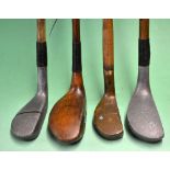 4x assorted putters all with defects including Zozo model brass mallet head, Curiass wooden mallet