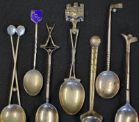 7x early 20th c interesting silver golf spoons - to incl Ranchi Golf 1931, HGC, R&C.P. G.C et al