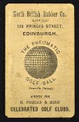 North British Rubber Company golf ball advertising card - advertising The Pneumatic Golf Ball"