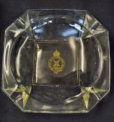 Royal Wimbledon Golf Club heavy glass clubhouse ashtray - with the golf club crest in gilt to the