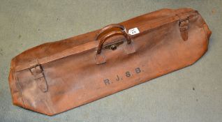 Large leather cricket bag - complete with leather straps, carrying handles, brass lock and