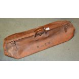 Large leather cricket bag - complete with leather straps, carrying handles, brass lock and