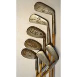 4x Driving irons by maker's Forgan, JA Kirkwood and 2x unnamed, t/w 3x niblicks, a Winton stamped