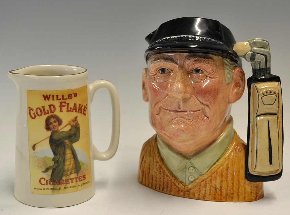 Royal Doulton "Golfer" large bone china character jug - limited edition 1970 with details to the