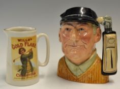 Royal Doulton "Golfer" large bone china character jug - limited edition 1970 with details to the