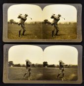 Harry Vardon 6 Times Open Golf Champion - 2x Stereoscope photographs titled "No.408-A mid iron-