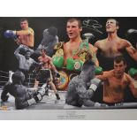 Joe Calzaghe Signed Boxing print in colour a montage style print entitled 'Joe Calzaghe Undefeated