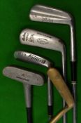 3x interesting and unusual putters including a heavily offset 'Master Role' brass cylinder head