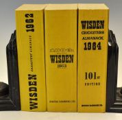 3x Wisden Cricketers Almanacks from 1962 to 1964, including the 100th edition, all with original