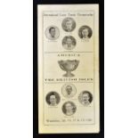 1920 Davis Cup International Lawn Tennis Championship Programme British Isles vs America - played at